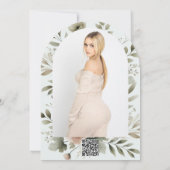 カーキオリーブグリーンの水彩花柄のブライズシャワー 招待状 (裏面)