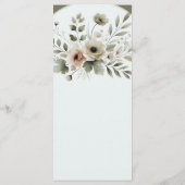 カーキオリーブグリーンの水彩花柄ウェディング メニュー (裏面)