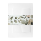 カーキオリーブグリーンの水彩花柄ウェディング 招待状ベリーバンド (正面例)