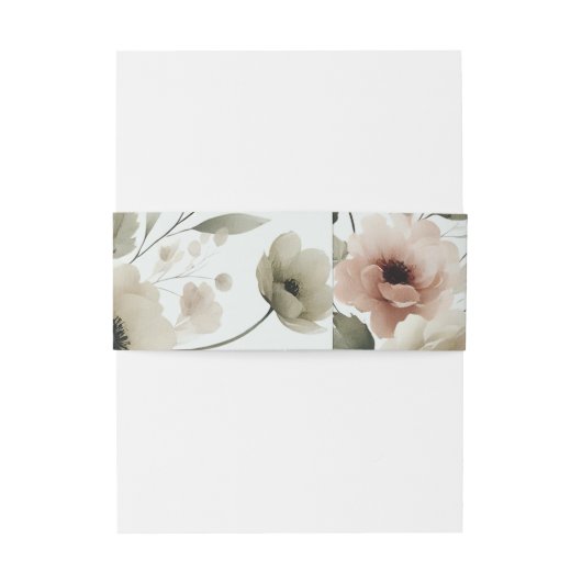 カーキオリーブグリーンの水彩花柄ウェディング 招待状ベリーバンド (裏面例)