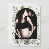 カーキオリーブグリーンウォーターカラーフローラベビーシャワー 招待状 (裏面)