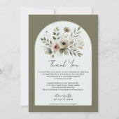 カーキオリーブグリーンウォーターフローラありがとう 招待状 (正面)