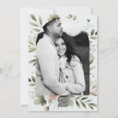 カーキオリーブグリーンウォーターフローラありがとう 招待状 (裏面)