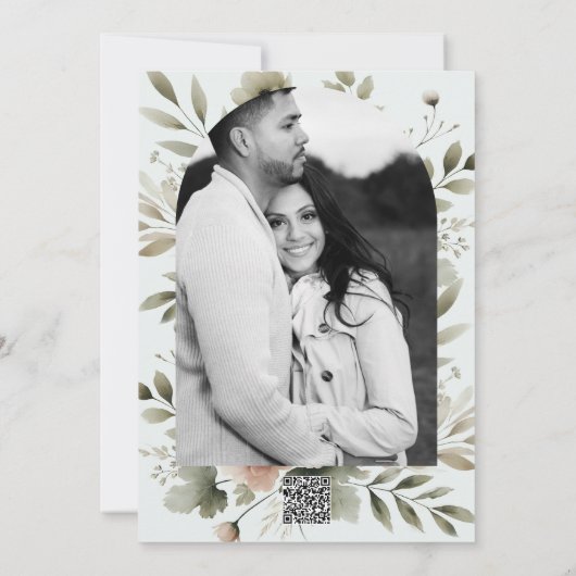 カーキオリーブグリーンウォーターフローラありがとう 招待状 (裏面)