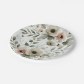 カーキオリーブグリーンウォーターフローラ結婚ズ ペーパープレート (アングル)