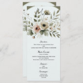 カーキオリーブグリーンウォーターフローラ結婚ズ メニュー (正面/裏面)