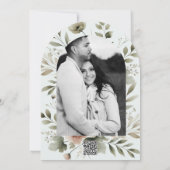 カーキオリーブグリーンウォーターフローラ結婚ズ 招待状 (裏面)