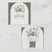 カーキオリーブグリーンウォーター結婚カラーフローラ詳細 スクエア名刺 (正面/裏面)
