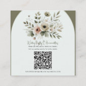 カーキオリーブグリーンウォーター結婚カラーフローラ詳細 スクエア名刺 (裏面)