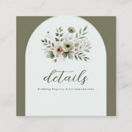 カーキオリーブグリーンウォーター結婚カラーフローラ詳細 スクエア名刺