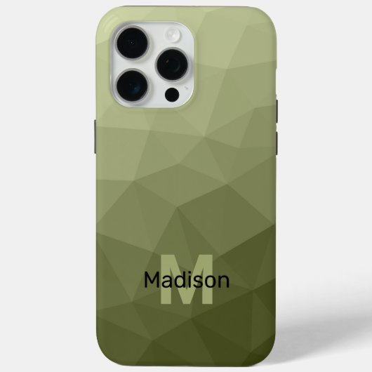 カーキグリーンのライトグラデーション幾何学メッシュ モノグラム Case-Mate iPhoneケース (裏面)
