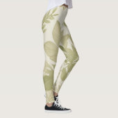 カーキグリーンエコフレンドリー植物緑プリント レギンス (右)