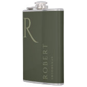 カーキグリーンモノグラム男らしグロムメンズギフト フラスク (左)