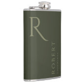 カーキグリーンモノグラム男らしグロムメンズギフト フラスク (右)