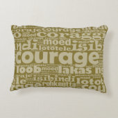 カーキグリーン多言語勇気タイポグラフィ アクセントクッション (裏面)
