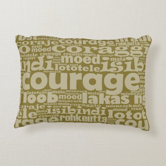 カーキグリーン多言語勇気タイポグラフィ アクセントクッション (裏面)
