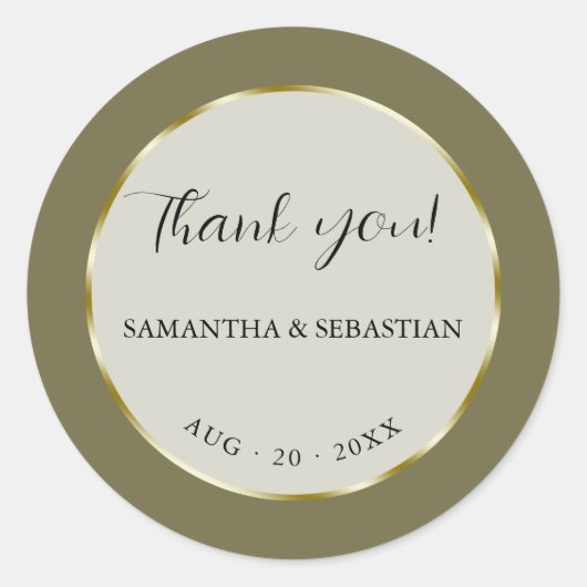 カーキグリーン金ゴールドフレーム ラウンドシール (正面)