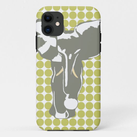 カーキサファリポップ・アートのドットと象 Case-Mate iPhoneケース (裏面)