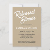 カーキシンプルスタイル結婚ズリハーサルディナー 招待状 (正面)