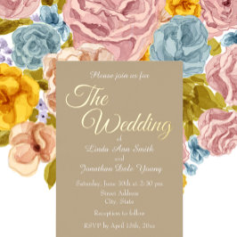 カーキシンプルスタイル結婚ズ 箔招待状