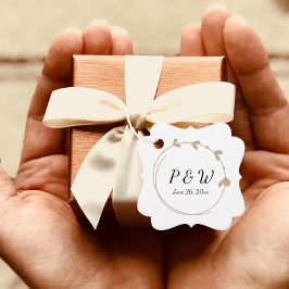 カーキシンプルハートリースモノグラム結婚ズ フェイバータグ