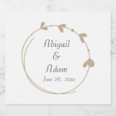 カーキシンプルハートリース結婚ズ スパークリングワインラベル (シングルラベル)