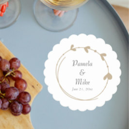 カーキシンプルハートリース結婚ズ ペーパーコースター