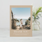 カーキシンプルーカップル結婚フォト サンキューカード (スタンド正面)