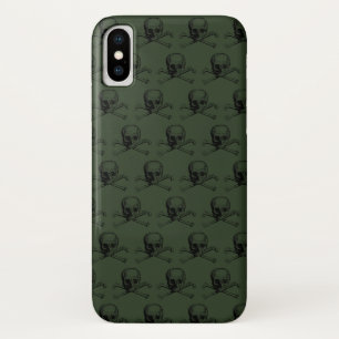 カーキスカルハロウィンパーソナライズされた名 iPhone X ケース