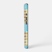 カーキタンクリームギンガムブルーストライプのiPhone 16ケース iPhoneケース (左側面)