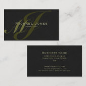 カーキダブルモノグラムエレガントプロフェッショナルモダン 名刺 (正面/裏面)