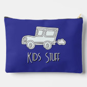 カーキッおもしろいズ物ブルー アクセサリーポーチ (裏面)