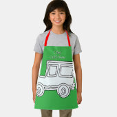 カーキッズグリーンおもしろいクラフトのパーソナライズ エプロン (インサイチュ)