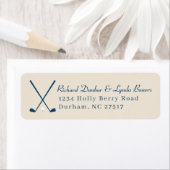 カーキネイビーブルーゴルフテーマ差出人住所ラベル ラベル (インサイチュ)