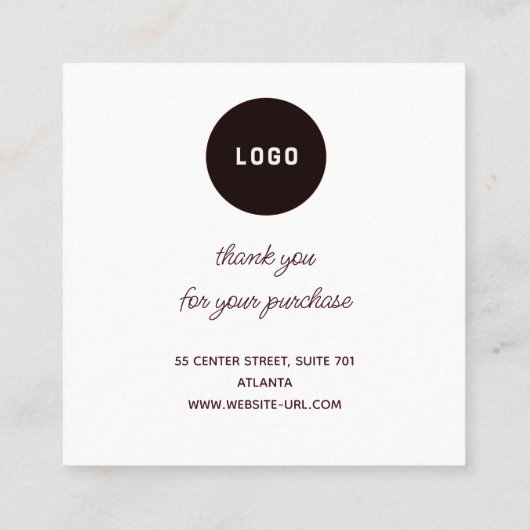 カーキハートアー気にチジュエリー指示感謝してい スクエア名刺 (裏面)