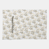 カーキブラウンリンクハートアーカスタムト キッチンタオル (横)