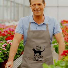 カーキブラックパーソナライズされたキャット熱狂するパパ ロングエプロン