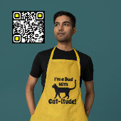 カーキブラックパーソナライズされたキャット熱狂するパパ ロングエプロン