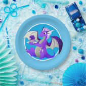 カーキブルーの漫画パープルドラゴン紙プレート ペーパープレート (パーティー)