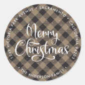 カーキメリークリスマス差出人住所ラベル ラウンドシール (正面)