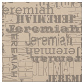 カーキモダンキノコ名コラージュ ファブリック (クローズアップ)