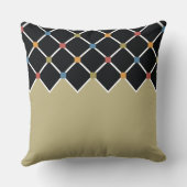 カーキモダングリーンハーレクインダイヤモンドパターン クッション (裏面)