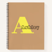 カーキモダンモノグパーソナライズされたラム ノートブック (正面)