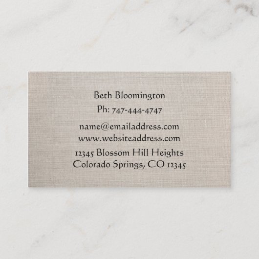 カーキユニークリネンルックフローラ名刺 名刺 (裏面)