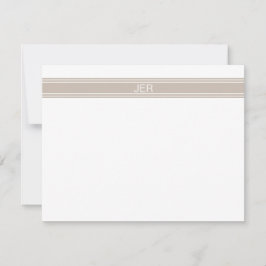カーキ名門私立校風のモノグパーソナライズされたラム名イニシャル ノートカード