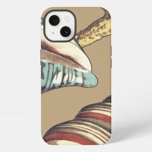 カーキ地のシェル トリオ iPhoneケース (裏面)