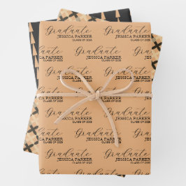 カーキ大学院書道タイポグラフィ脚本 ラッピングペーパーシート