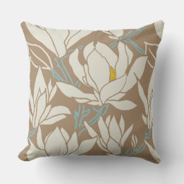 カーキ柄のマグノリアのグラフィック クッション
