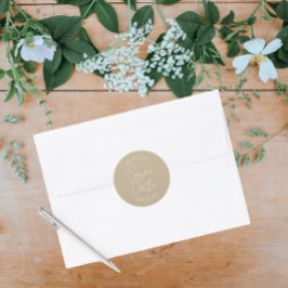 カーキ様式の結婚式の日付を保存 ラウンドシール