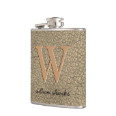 カーキ素朴レザーフェイクモノグラム名ボス フラスク (左)